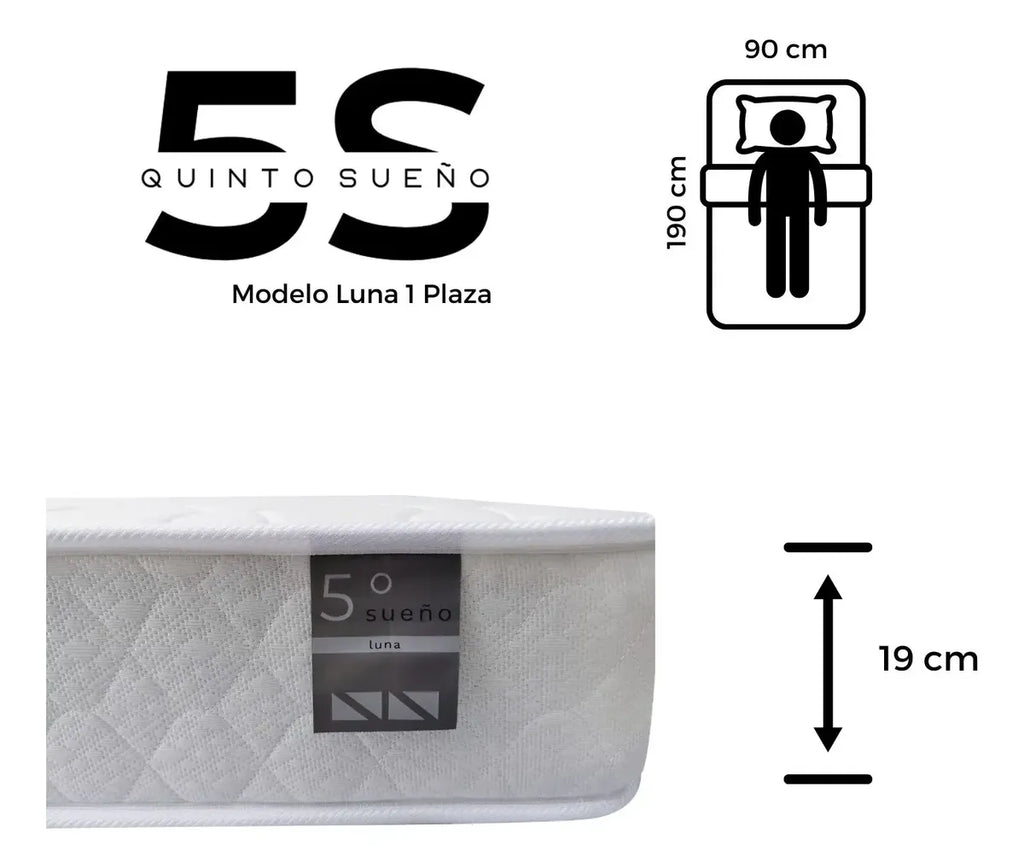 Cama Europea 1 Plaza Luna Con Respaldo Colores 90 X 190 Cm