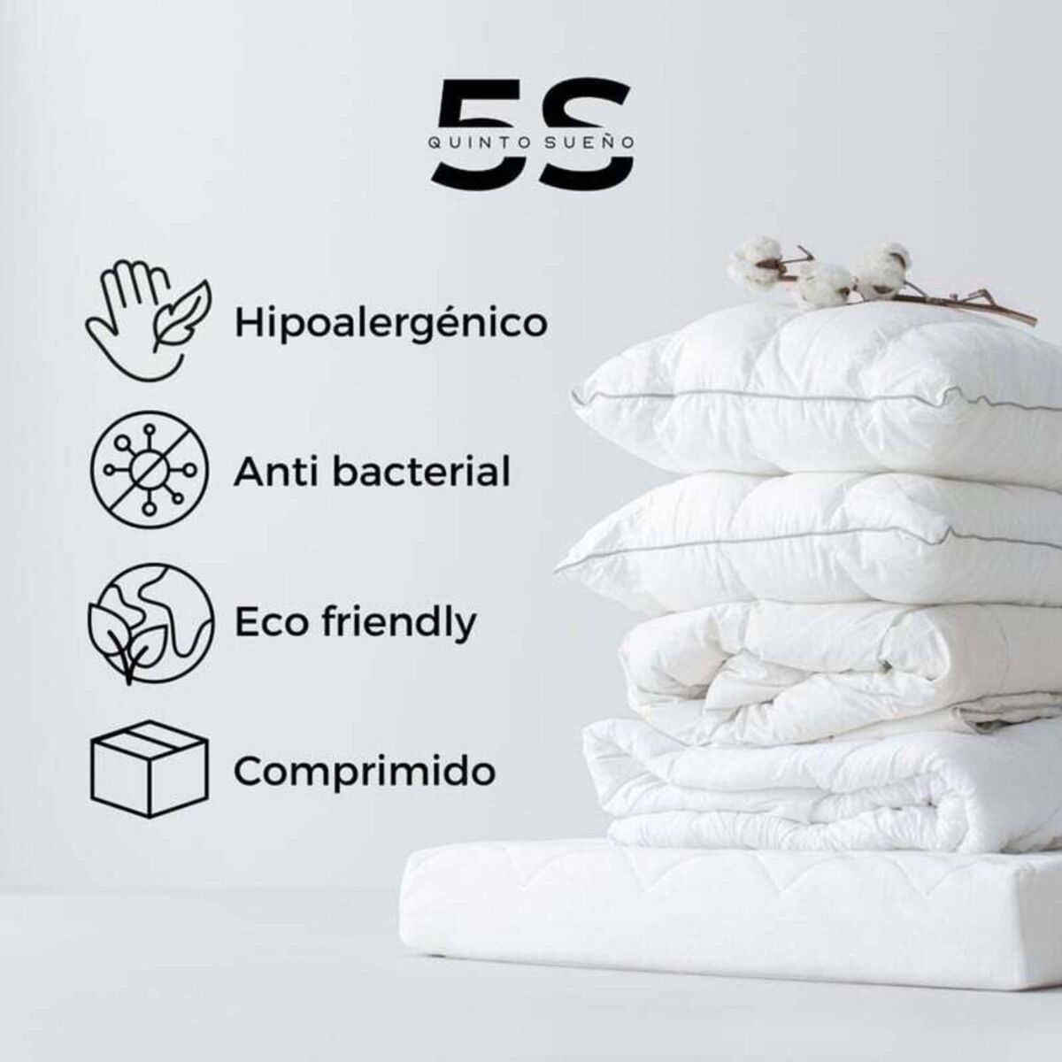 Cama Europea King Aura Con Respaldo Base Dividida 180 cm X 200 cm