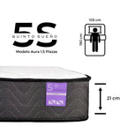 Cama 1.5 Plazas Base Europea Colchón Aura