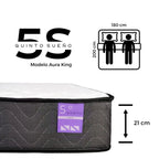 Cama King Base Europea Separada Colchón Aura