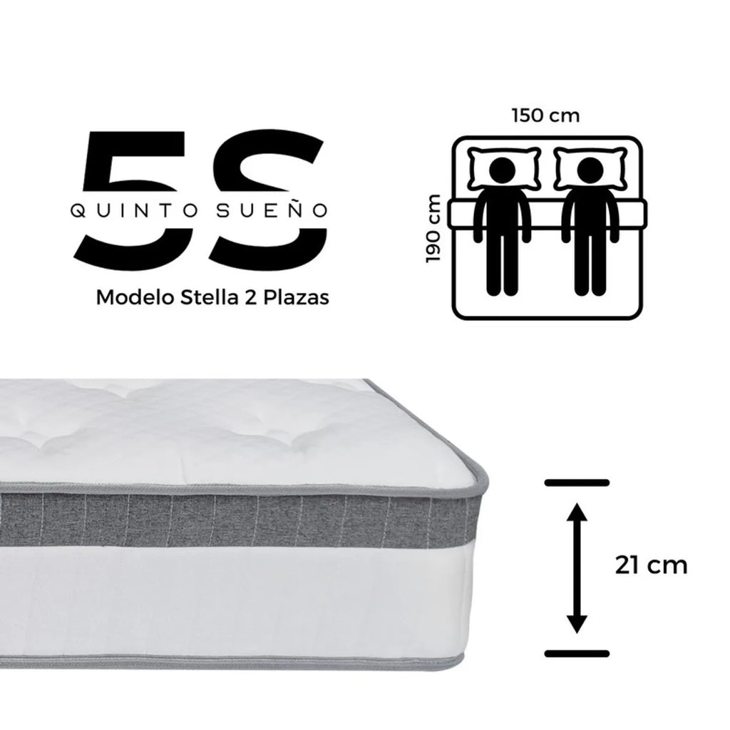 Cama Europea 2 Plazas Base Dividida Con Respaldo Stella