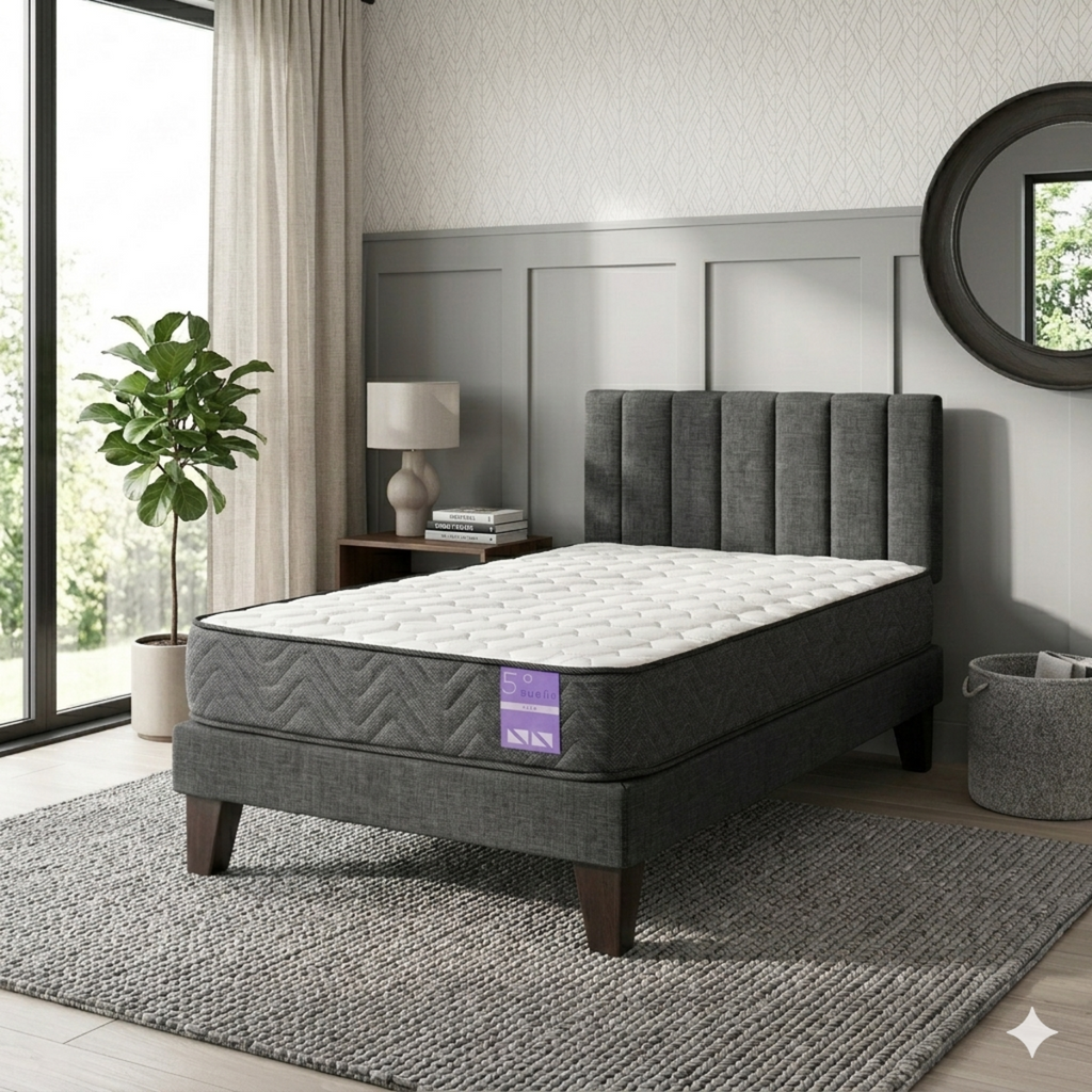 Cama Europea 1.5 Plazas Aura Con Respaldo Colores 105 cm x 190 cm