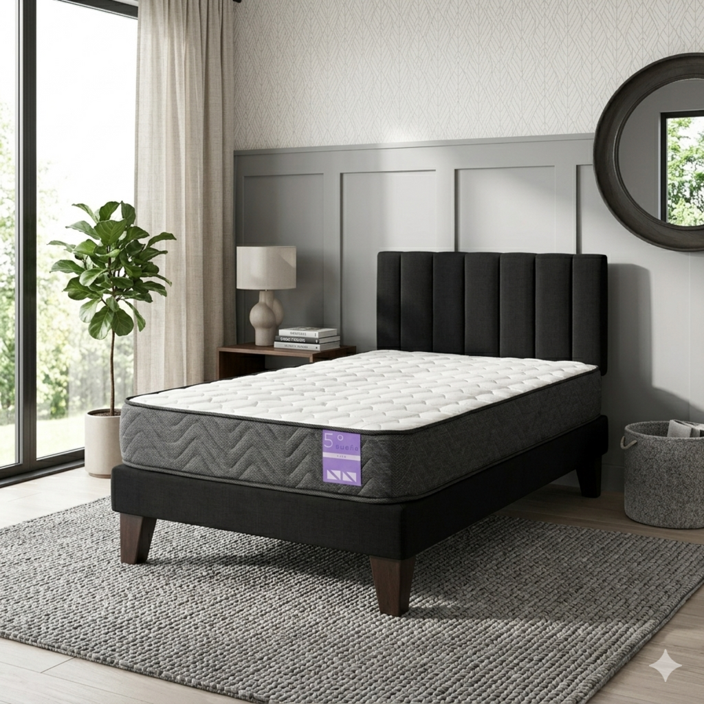 Cama Europea 1.5 Plazas Aura Con Respaldo Colores 105 cm x 190 cm
