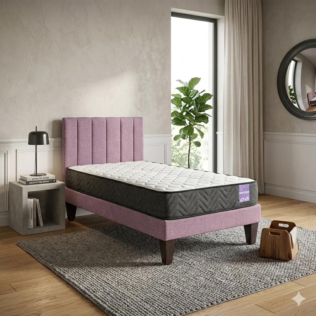 Cama Europea 1.5 Plazas Aura Con Respaldo Colores 105 cm x 190 cm