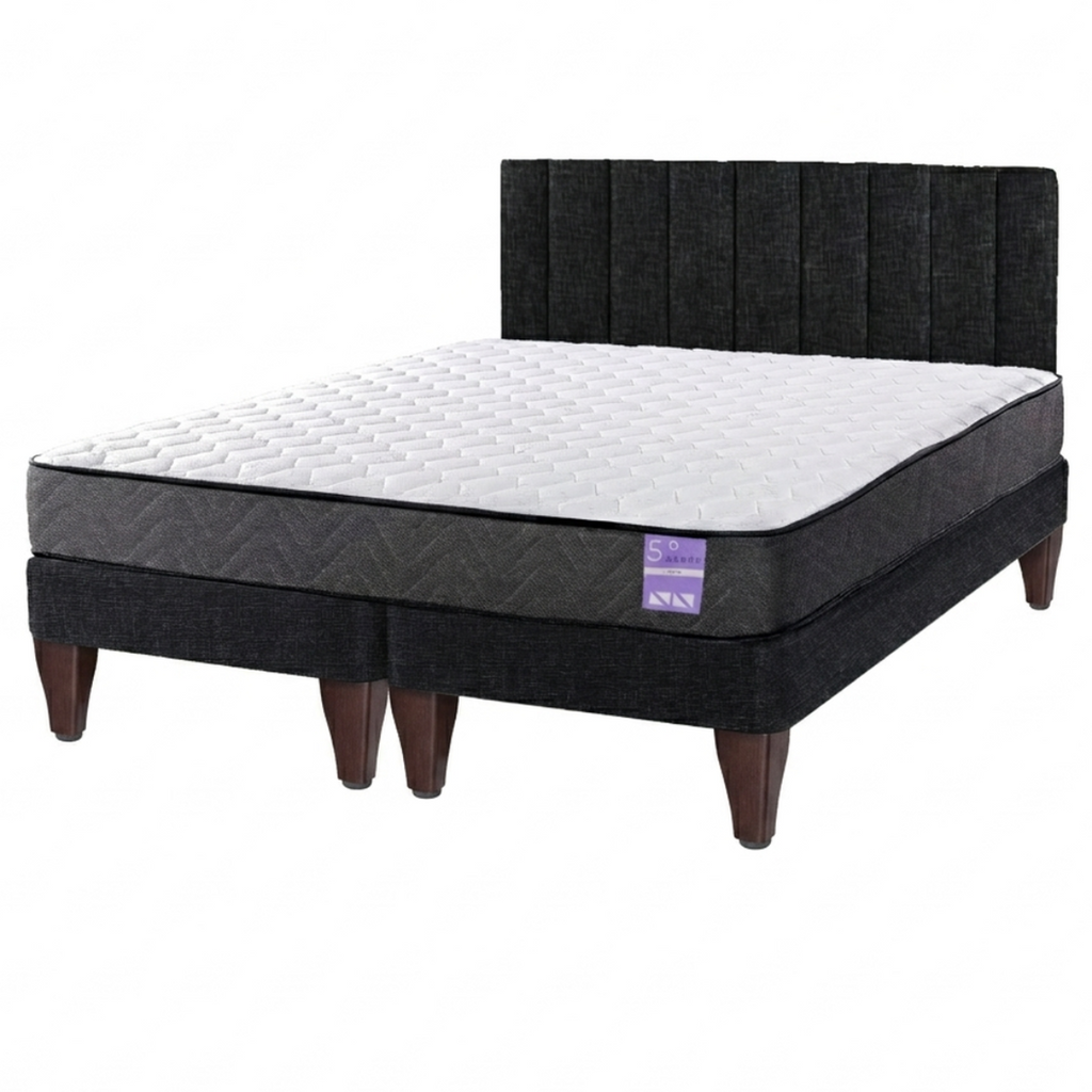 Cama Europea 2 Plazas Colchón Aura + Respaldo Tubula