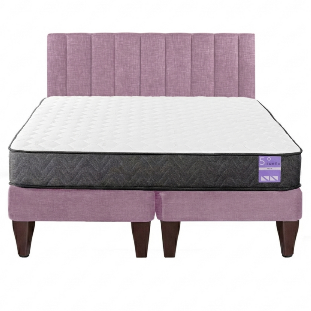 Cama Europea 2 Plazas Colchón Aura + Respaldo Tubula