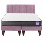 Cama Europea 2 Plazas Colchón Aura + Respaldo Tubula