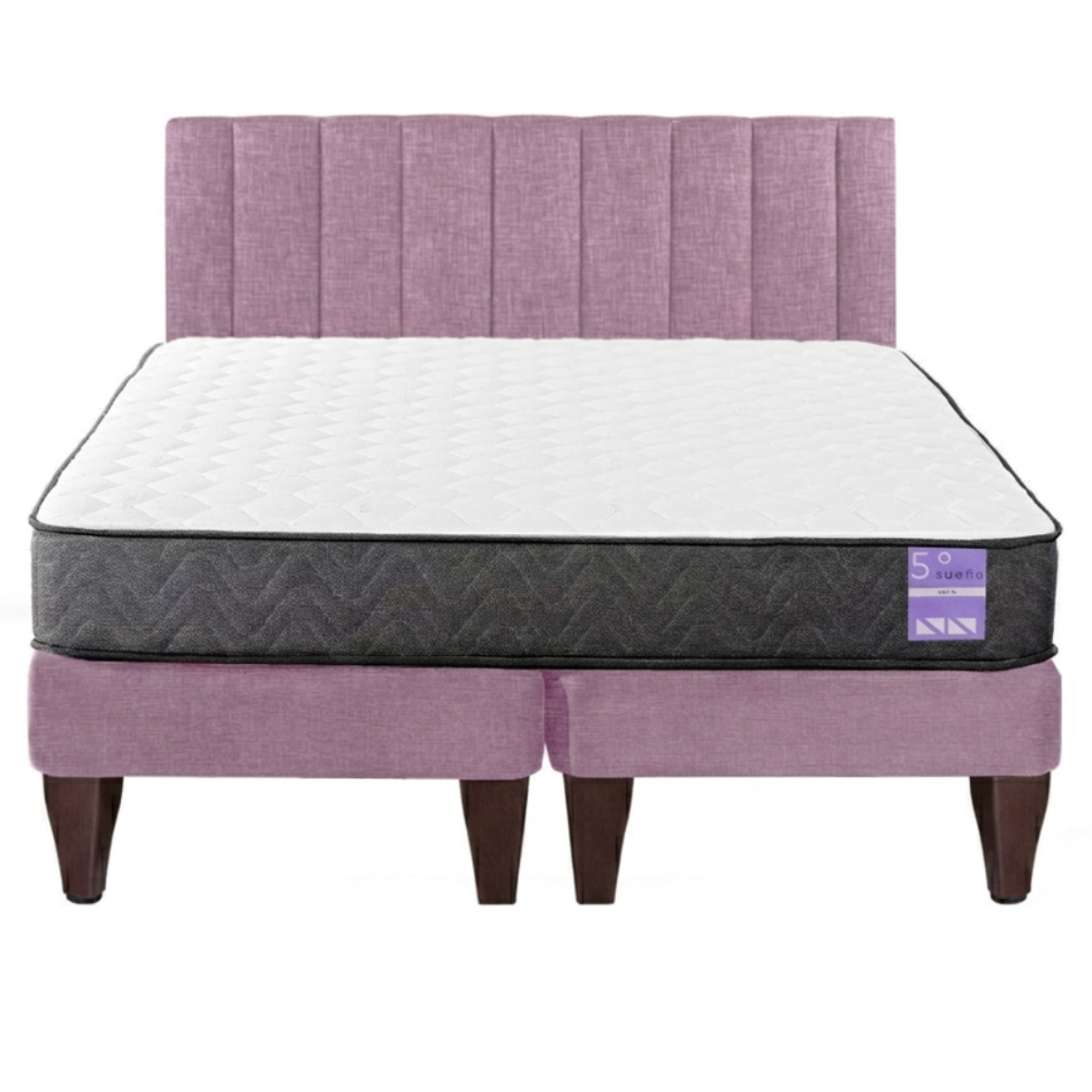 Cama Europea 2 Plazas Colchón Aura + Respaldo Tubula