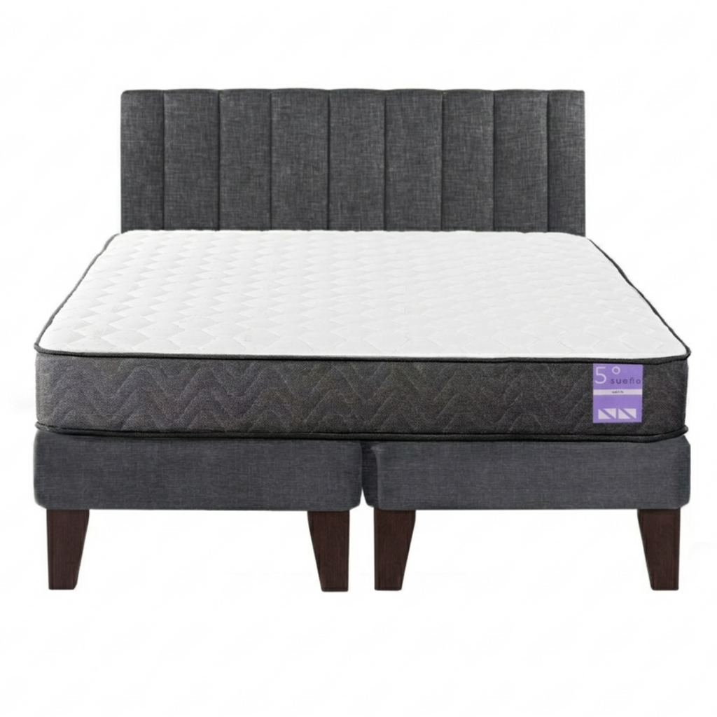Cama Europea King Aura Con Respaldo Base Dividida 180 cm X 200 cm