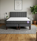Cama Europea 2 Plazas Colchón Aura + Respaldo Tubula