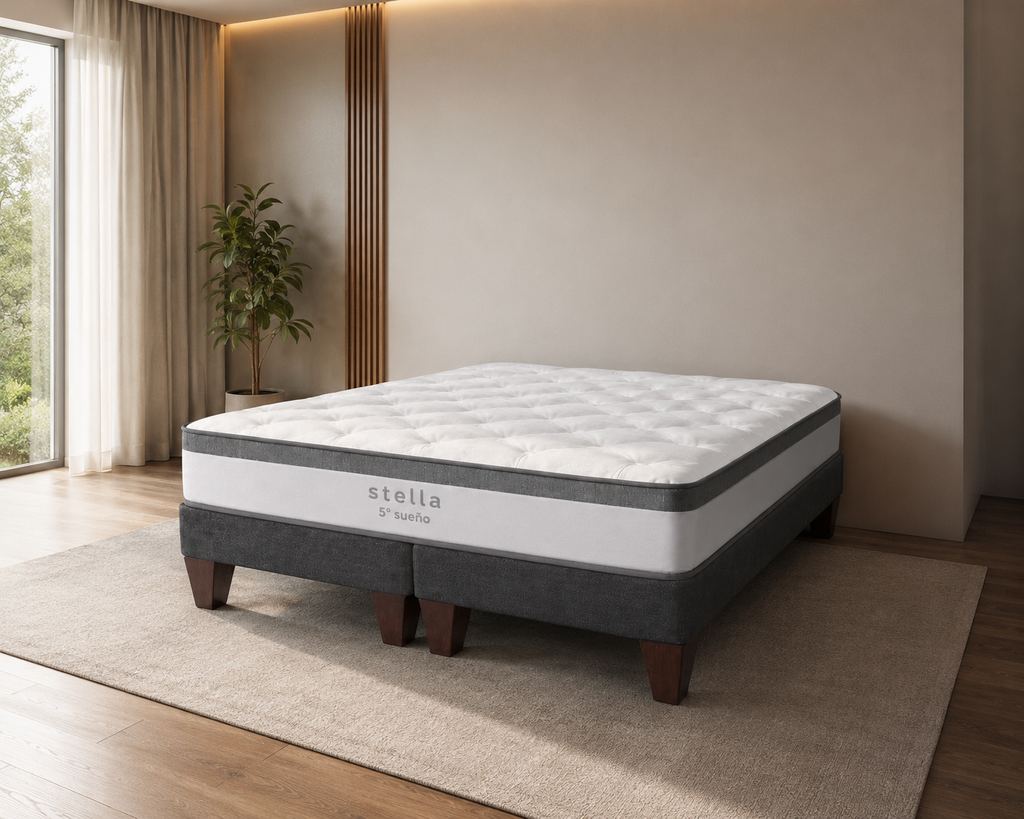 Cama Europea 2 Plazas Base Dividida  Stella