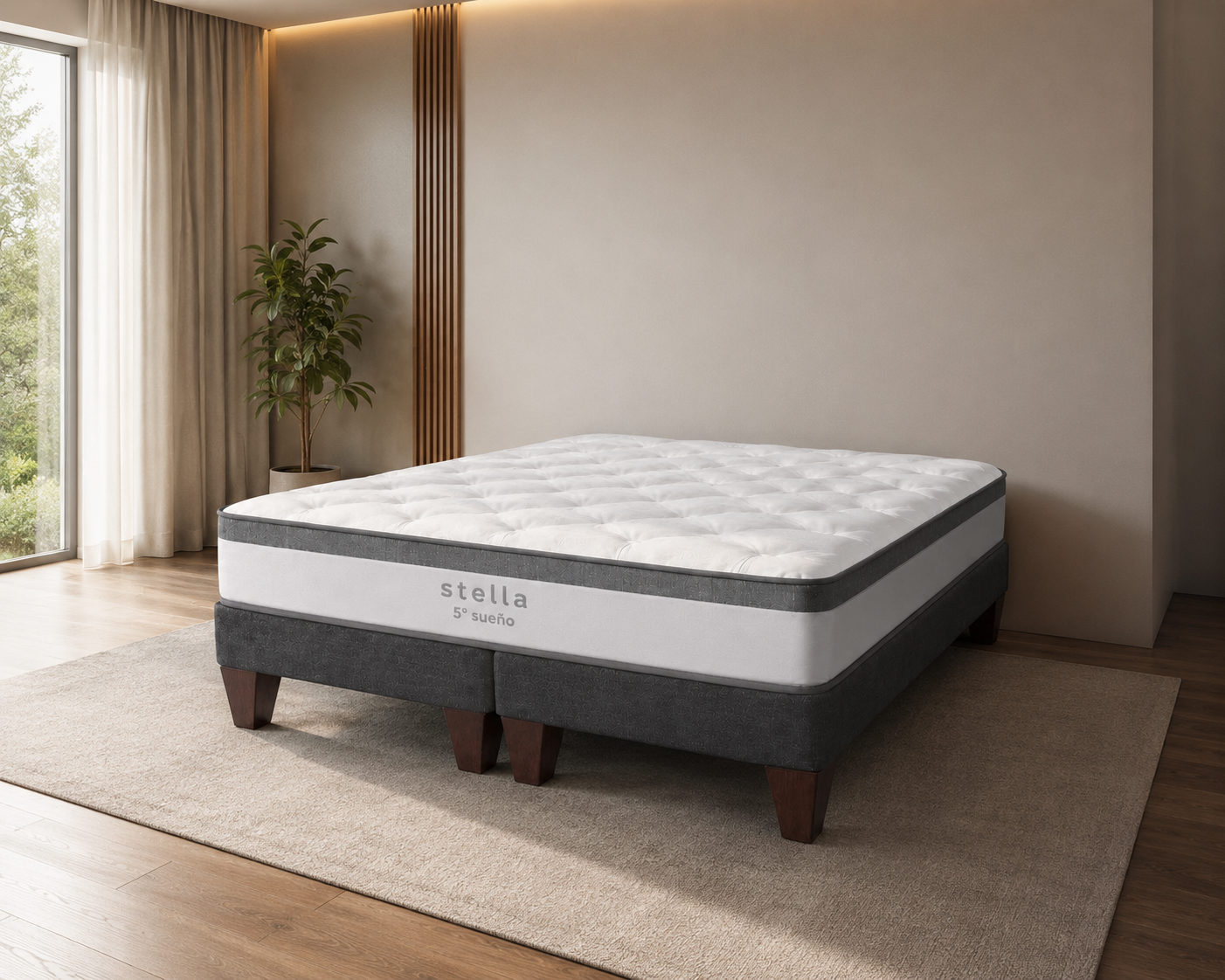 Cama Europea 2 Plazas Base Dividida  Stella