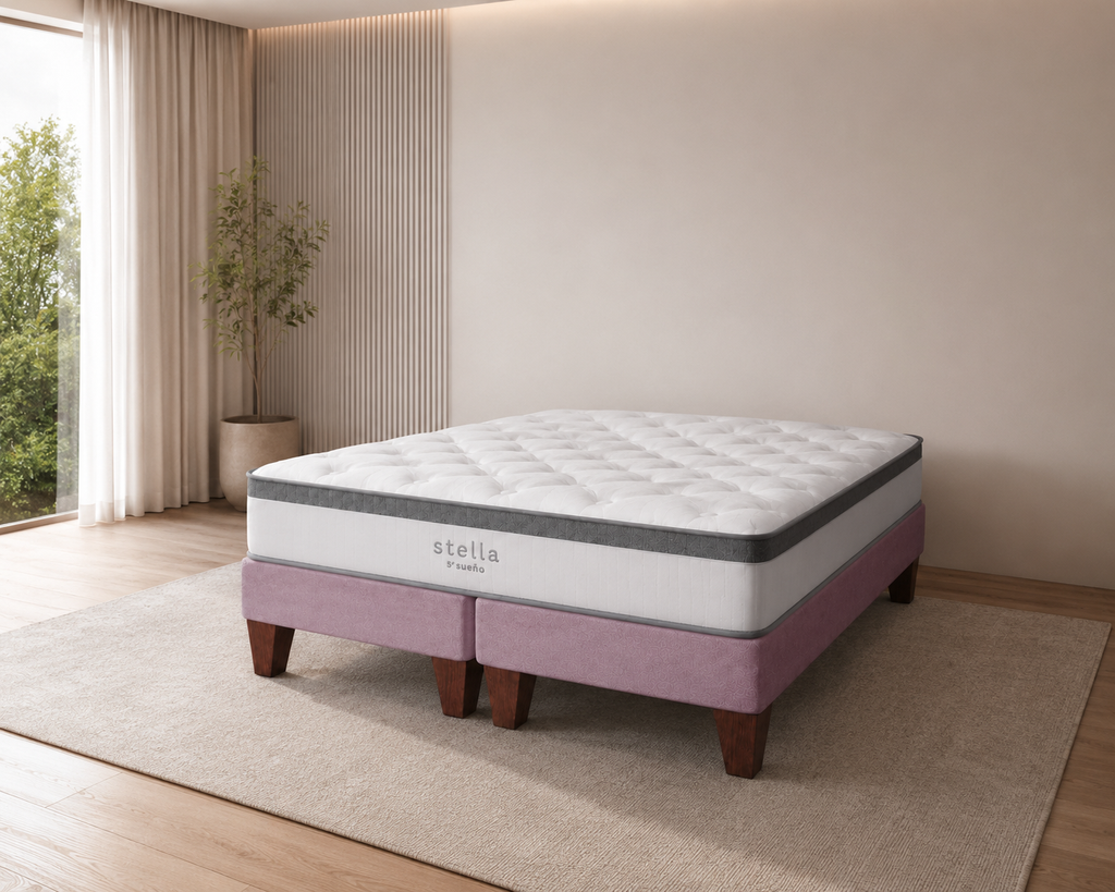 Cama Europea 2 Plazas Base Dividida  Stella