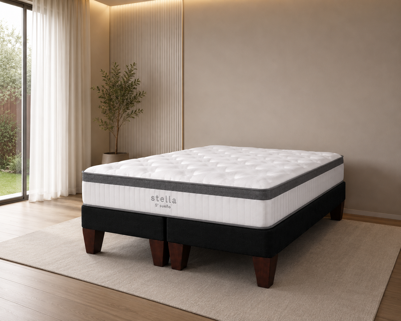 Cama Europea 2 Plazas Base Dividida  Stella