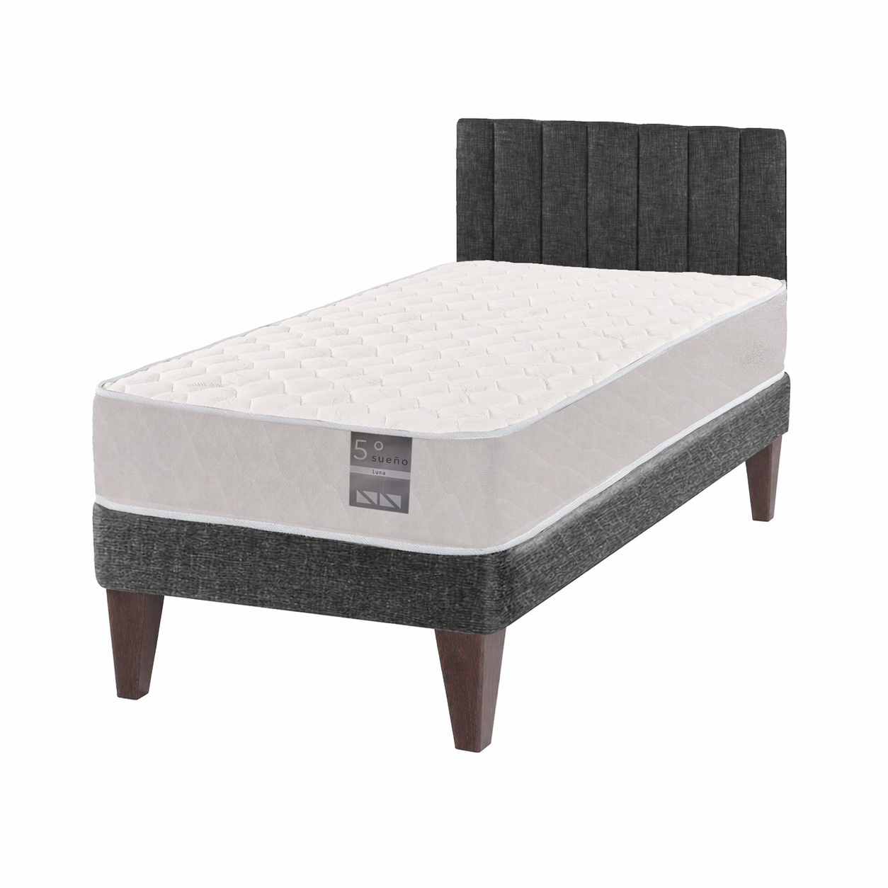 Cama Europea 1 Plaza Luna Con Respaldo Colores 90 X 190 Cm