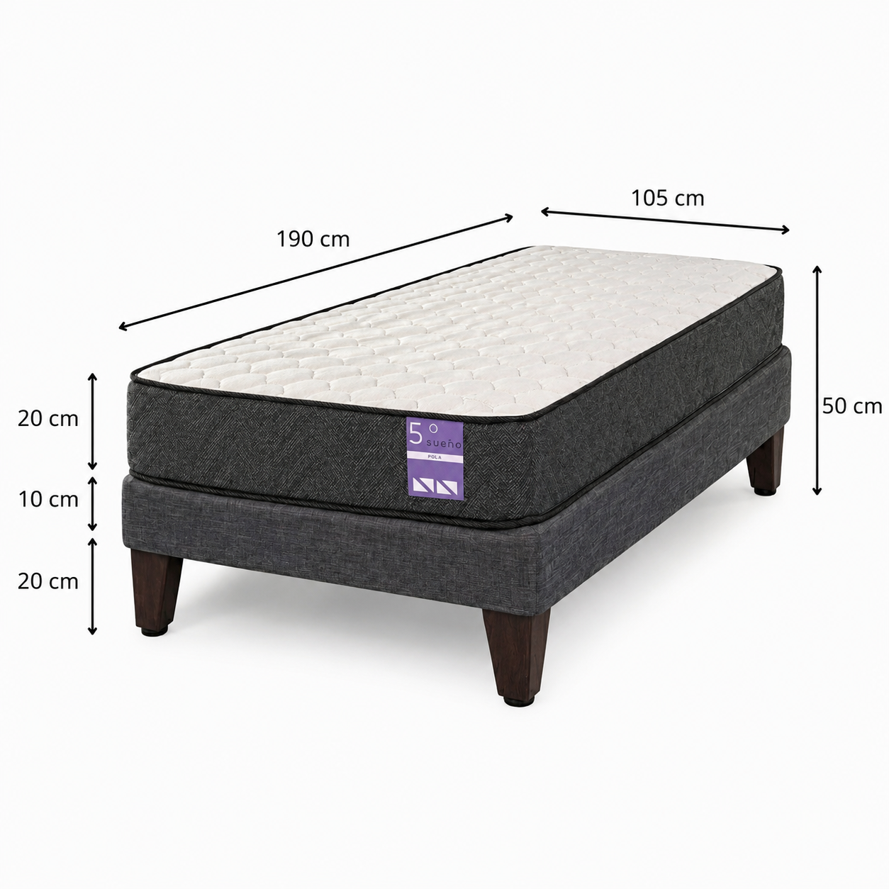 Cama 1.5 Plazas Base Europea Colchón Aura