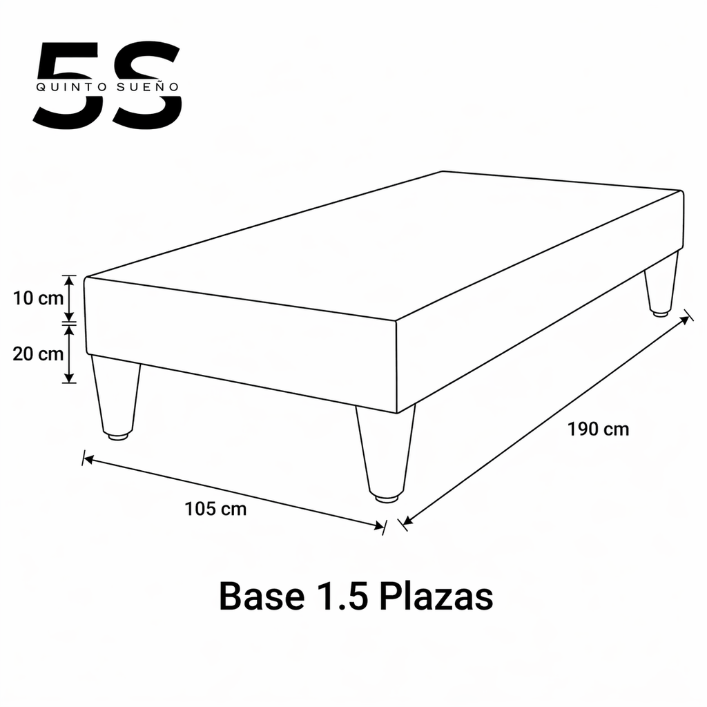 Base de cama 1.5 plazas colores 105 cm x 190 cm