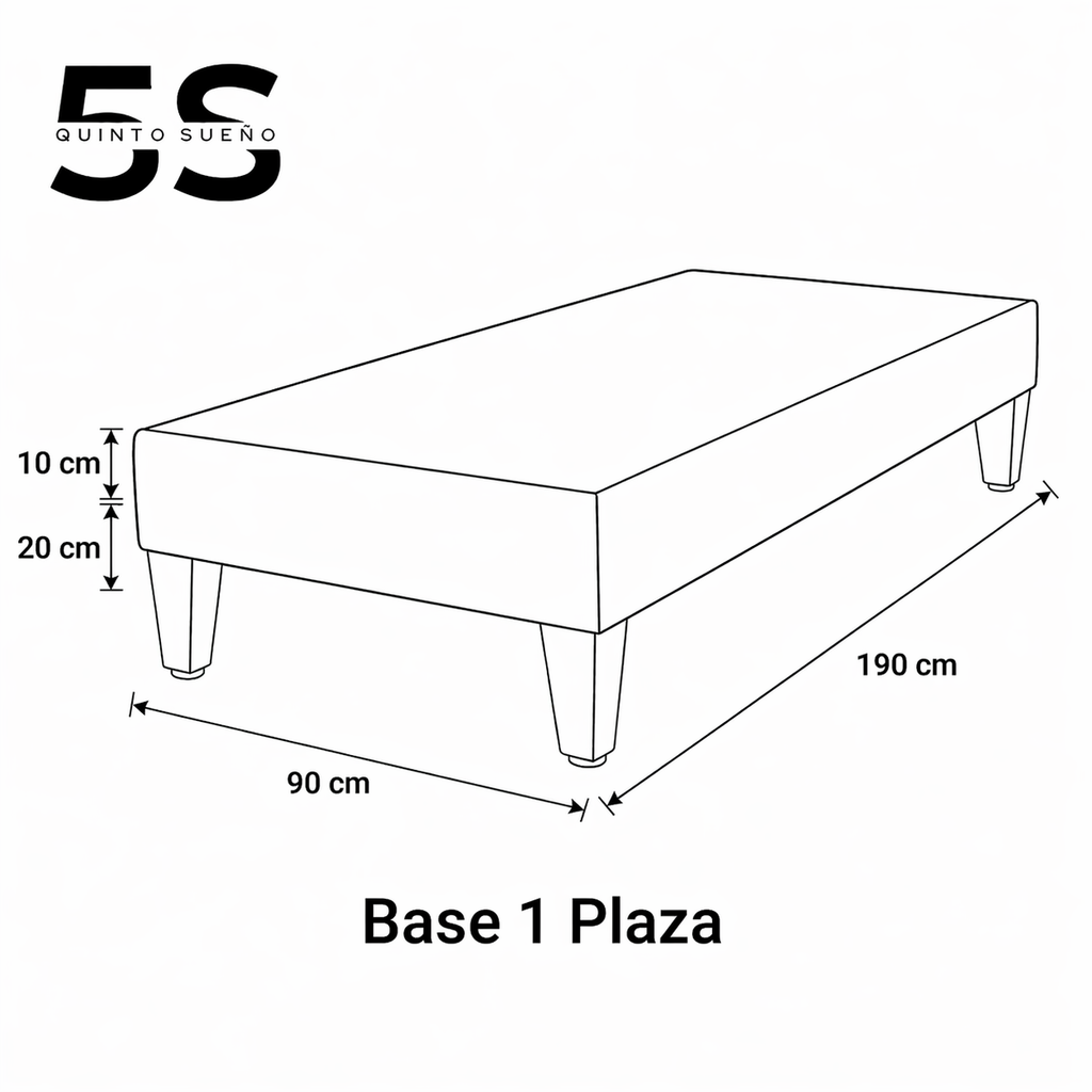 Base de cama 1 plaza colores 90 cm x 190 cm