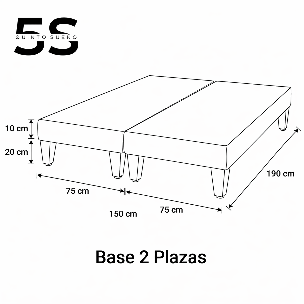 Base de cama Europea dividida 2 Plazas Colores 150 cm x 190 cm