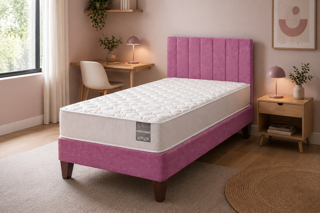Cama Europea 1 Plaza Luna Con Respaldo Colores 90 X 190 Cm