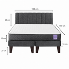 Cama Europea 2 Plazas Colchón Aura + Respaldo Tubula