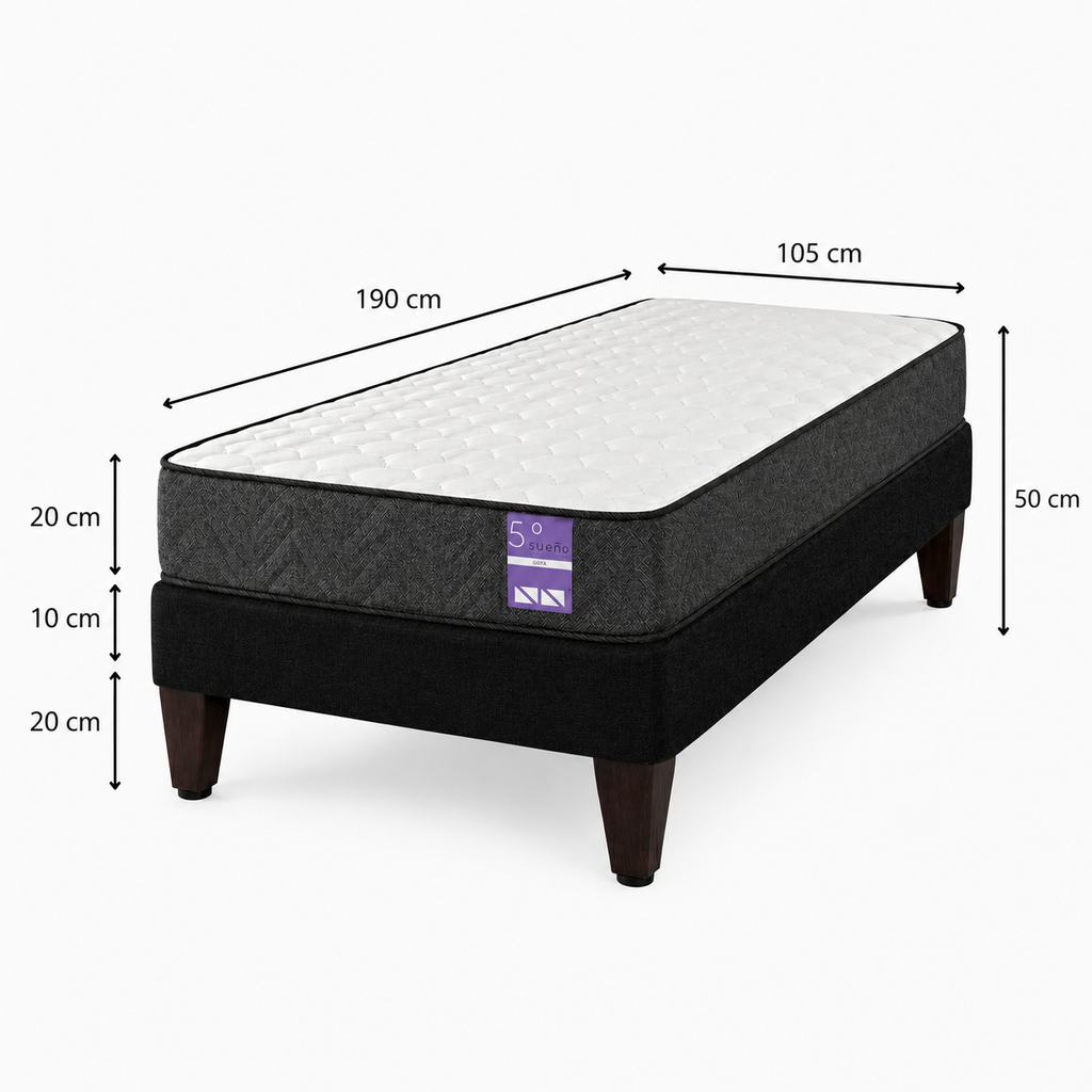 Cama 1.5 Plazas Base Europea Colchón Aura