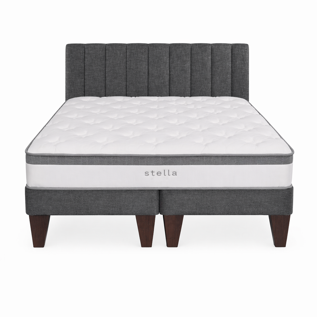 Cama Europea 2 Plazas Base Dividida Con Respaldo Stella
