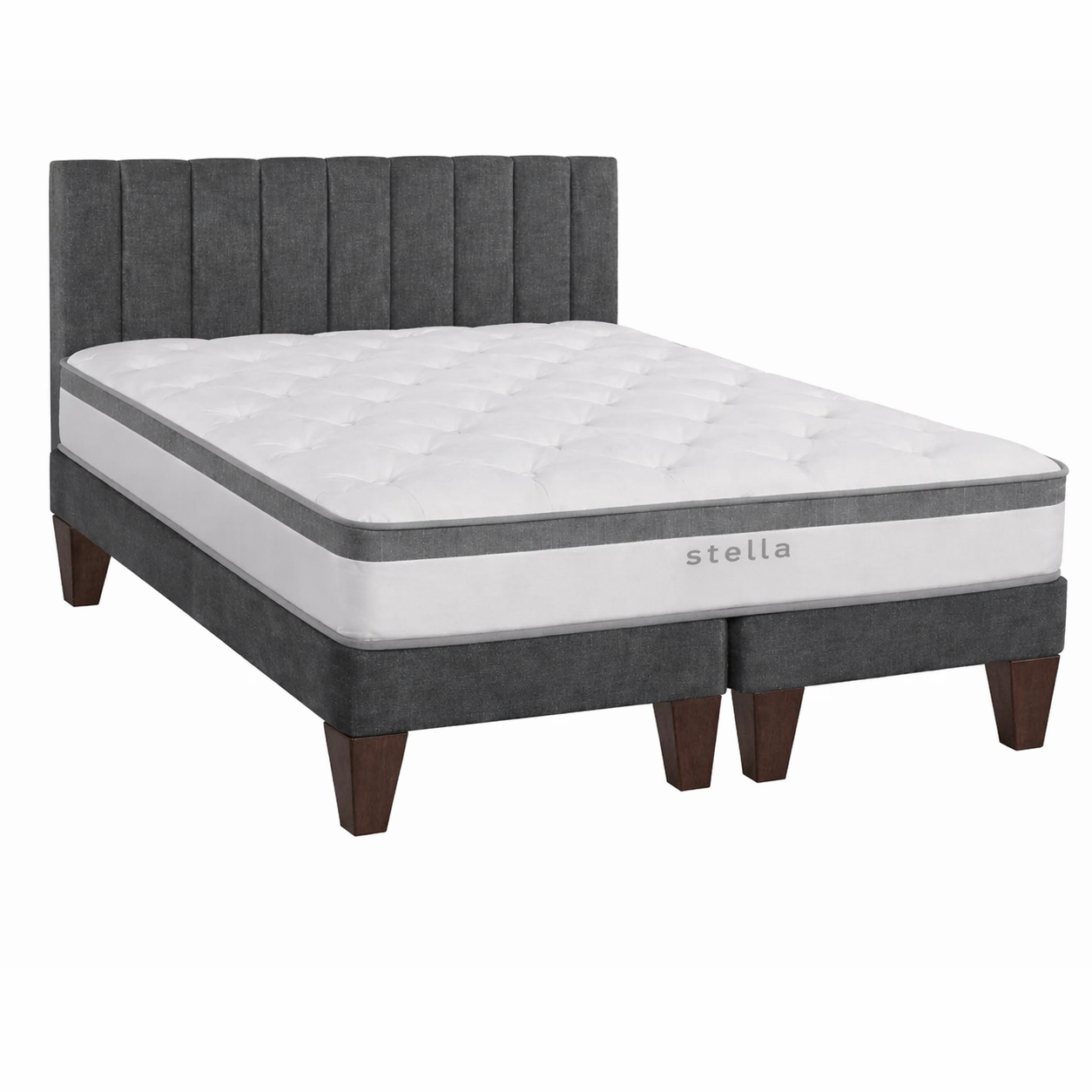 Cama Europea 2 Plazas Base Dividida Con Respaldo Stella