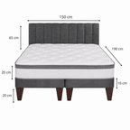 Cama Europea 2 Plazas Base Dividida Con Respaldo Stella