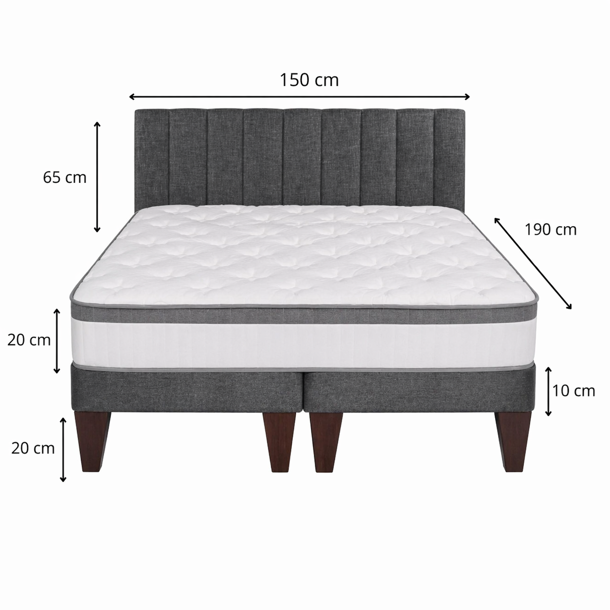 Cama Europea 2 Plazas Base Dividida Con Respaldo Stella