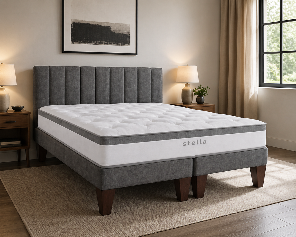 Cama Europea 2 Plazas Base Dividida Con Respaldo Stella