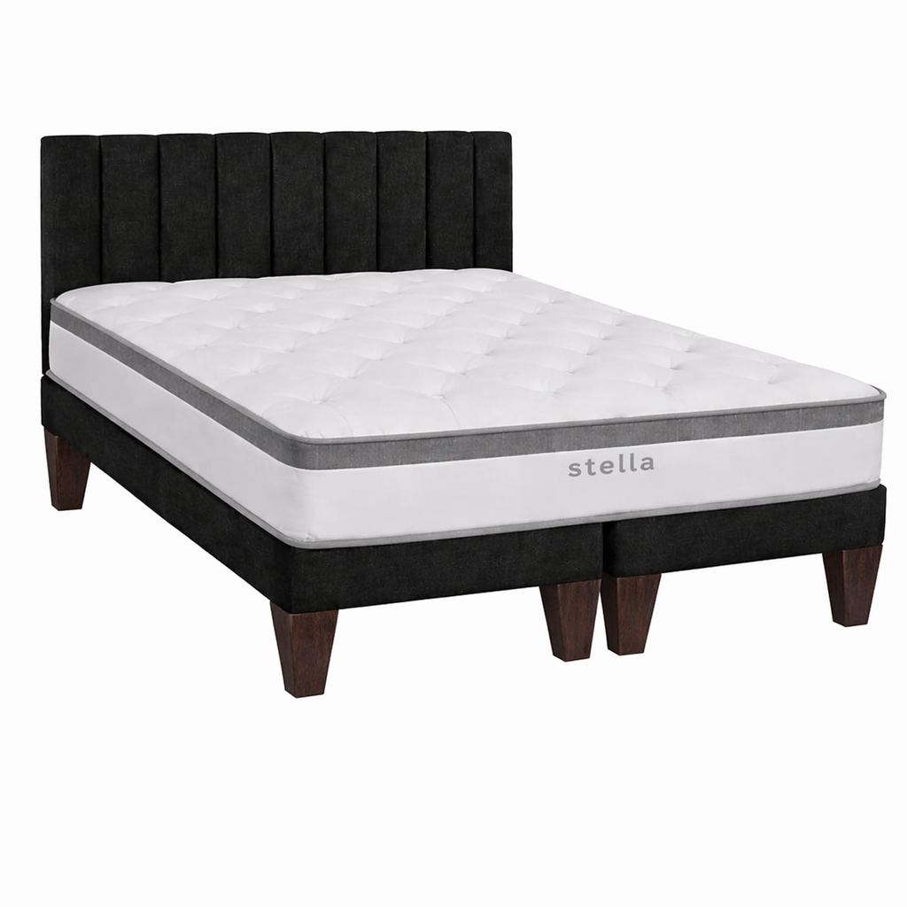 Cama Europea 2 Plazas Base Dividida Con Respaldo Stella