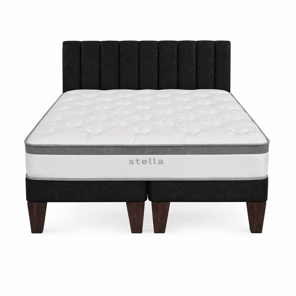 Cama Europea 2 Plazas Base Dividida Con Respaldo Stella