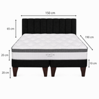 Cama Europea 2 Plazas Base Dividida Con Respaldo Stella