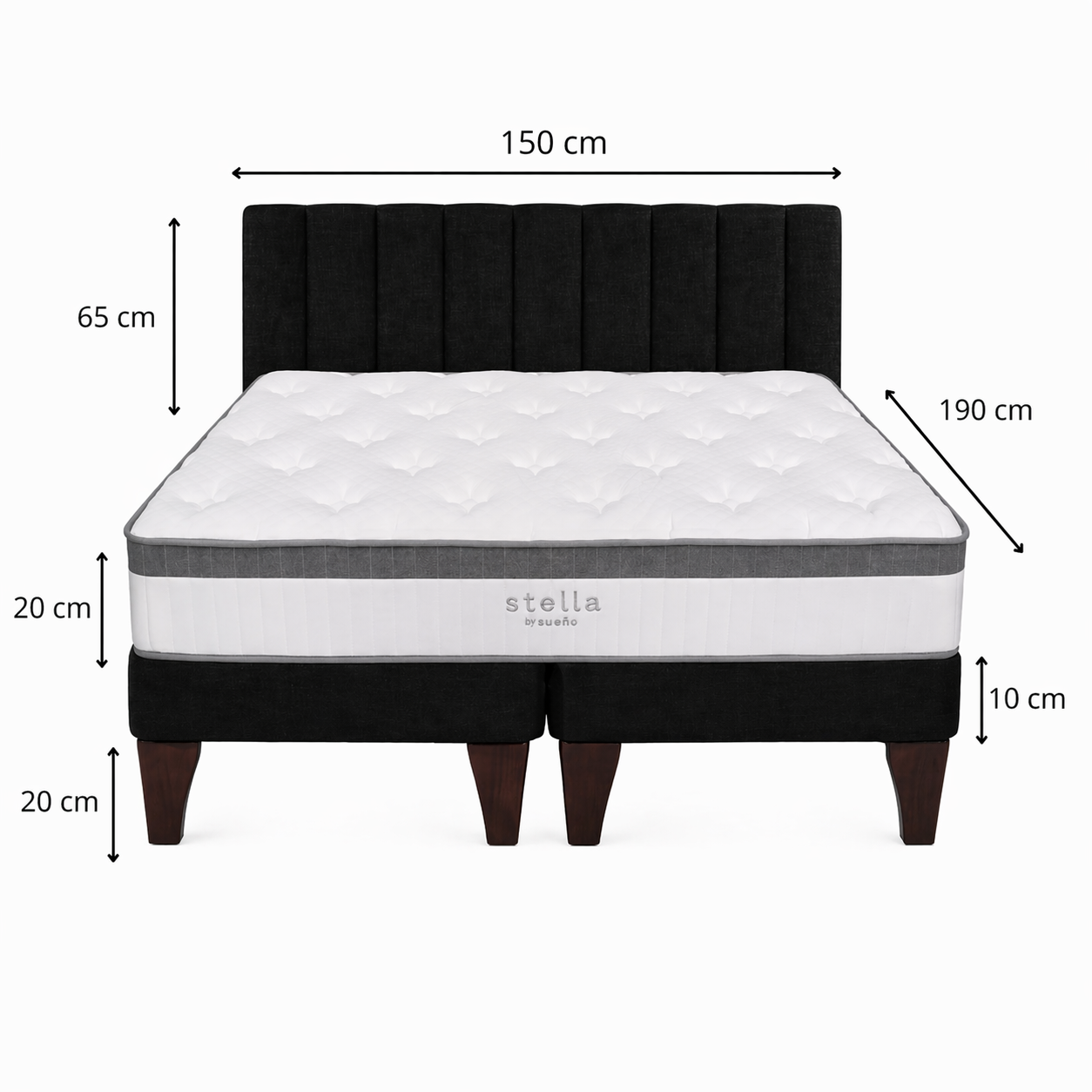 Cama Europea 2 Plazas Base Dividida Con Respaldo Stella