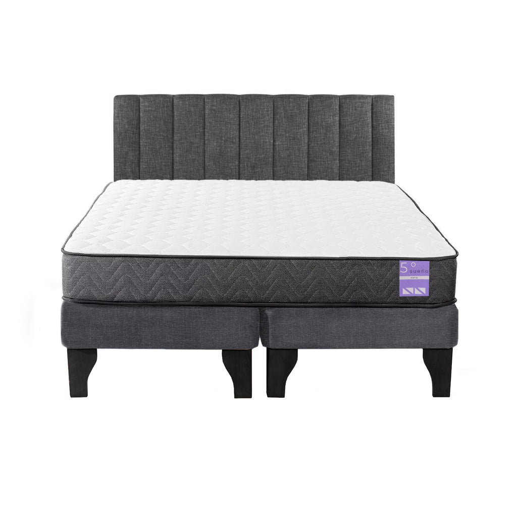 Cama Europea 2 Plazas Colchón Aura + Respaldo Tubula